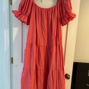 NWT Showpo Coral Tiered Midi-Maxi Dress